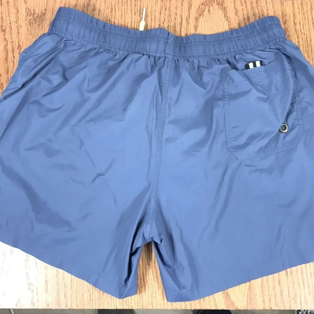 {DESMIT} Men’s Swim Shorts, Blue w/neon tie Size large 30-32 EUC swim trunks